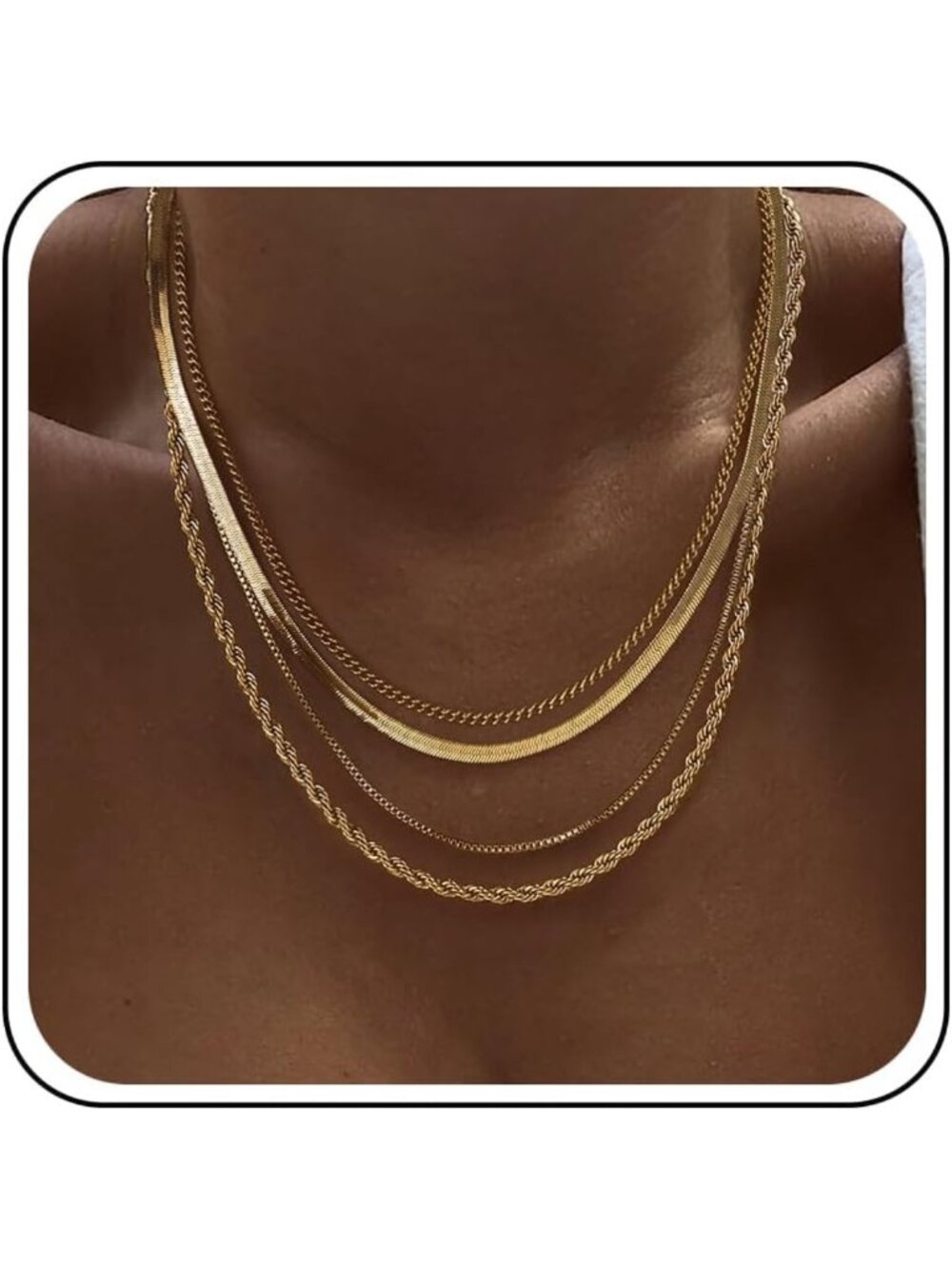 Layered Gold Plated Necklaces for Women | 14k Chain Jewelry Set, Trendy